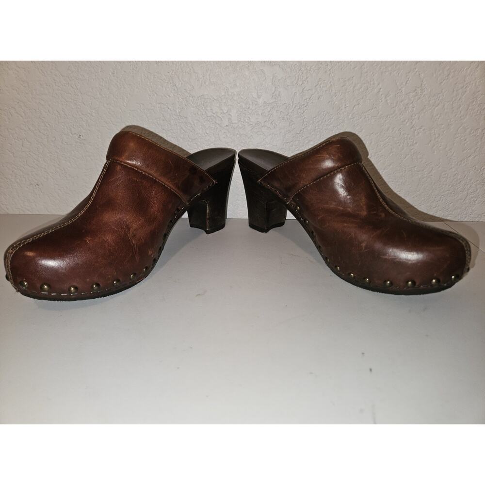 Dansko Rae Brown Leather Studded Clogs Mules Heels Womens Size 37, US 6.5-7 - Picture 5 of 12